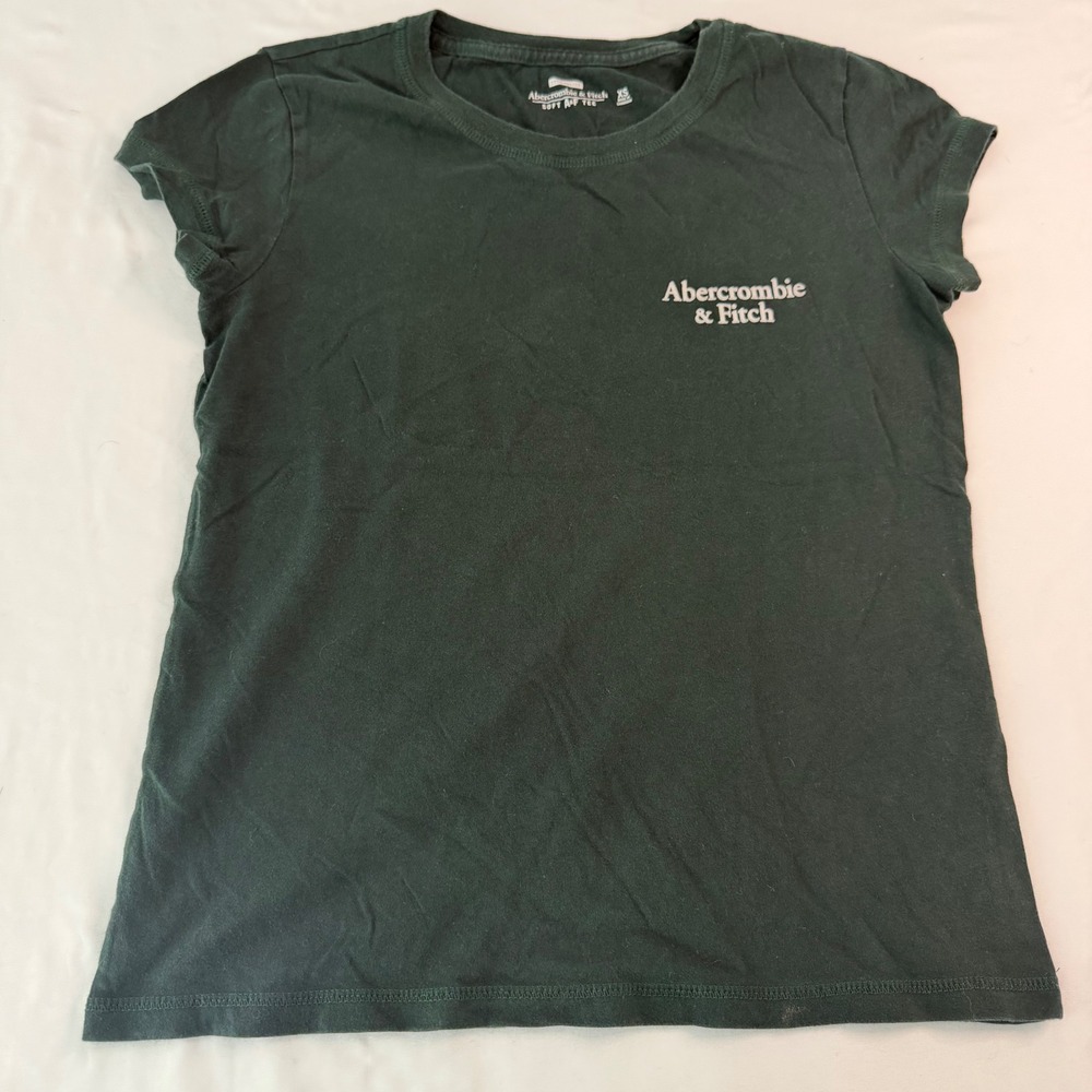Abercrombie & Fitch Womens Soft A&F Tee Forest Green Crest Graphic T-Shirt XS